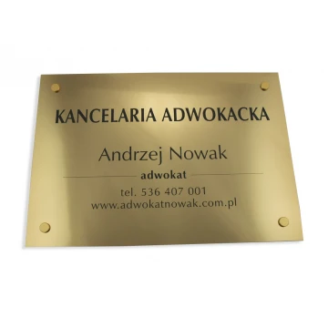 GRAVIERTE PLAKETTE - ANWALTSKANZLEI - goldfarben - SZ047 - Abmessungen 500x350mm