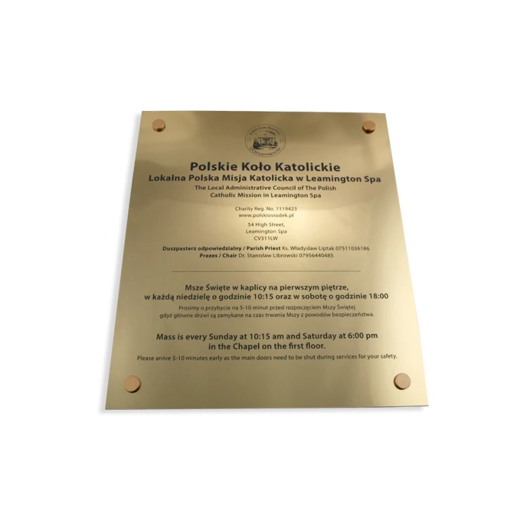 GRAVIERTES SCHILD - gold - SZ046 - Abmessungen 360x420mm