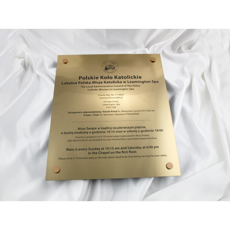 GRAVIERTES SCHILD - gold - SZ046 - Abmessungen 360x420mm