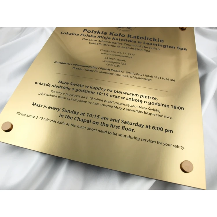 GRAVIERTES SCHILD - gold - SZ046 - Abmessungen 360x420mm