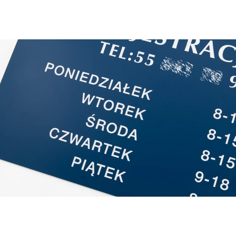 Graviertes Informationsschild - blauer Gravierlaminat - SZ142 - Abmessungen 400x250mm