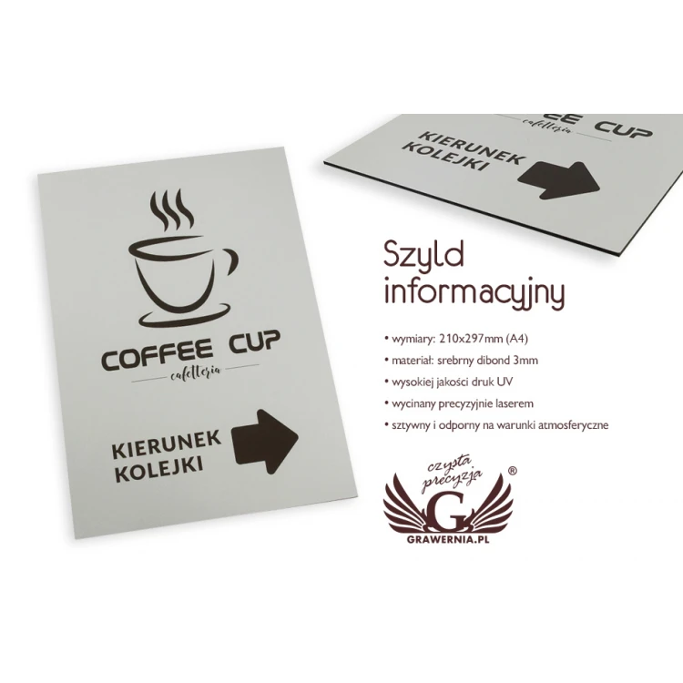 Informationschild - Warteschlangenrichtung - Größe 210x297mm (A4) - DIBOND MATT 3mm - UV-Druck - SZUV010