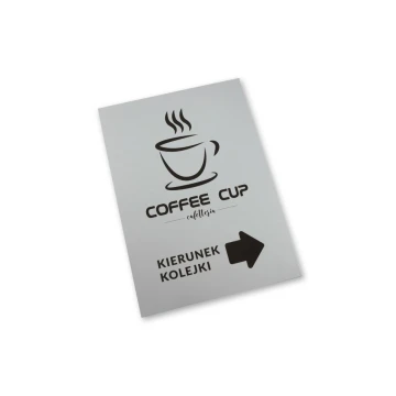 Informationschild - Warteschlangenrichtung - Größe 210x297mm (A4) - DIBOND MATT 3mm - UV-Druck - SZUV010