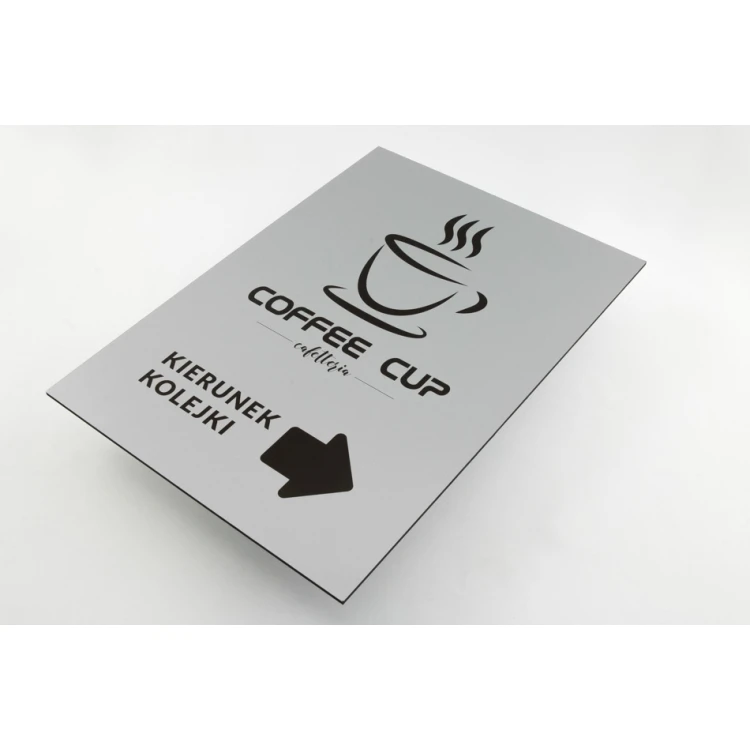 Informationschild - Warteschlangenrichtung - Größe 210x297mm (A4) - DIBOND MATT 3mm - UV-Druck - SZUV010