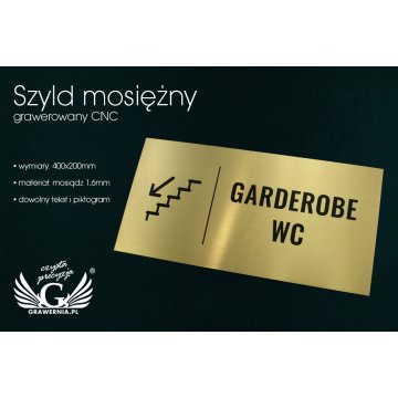 Informationsschild - gebürstetes und lackiertes Messing, geschwärzte Gravur - Abm. 400x200mm