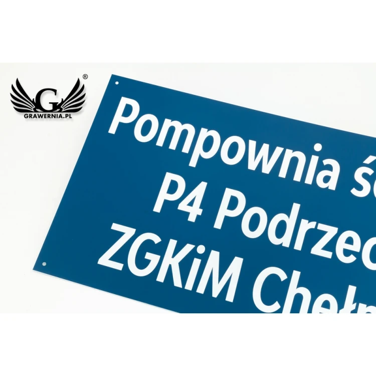 Graviertes Informationsschild - blauer Laminat - SZ129 - Abm. 600x300mm