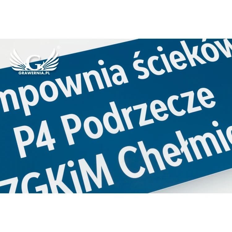 Graviertes Informationsschild - blauer Laminat - SZ129 - Abm. 600x300mm