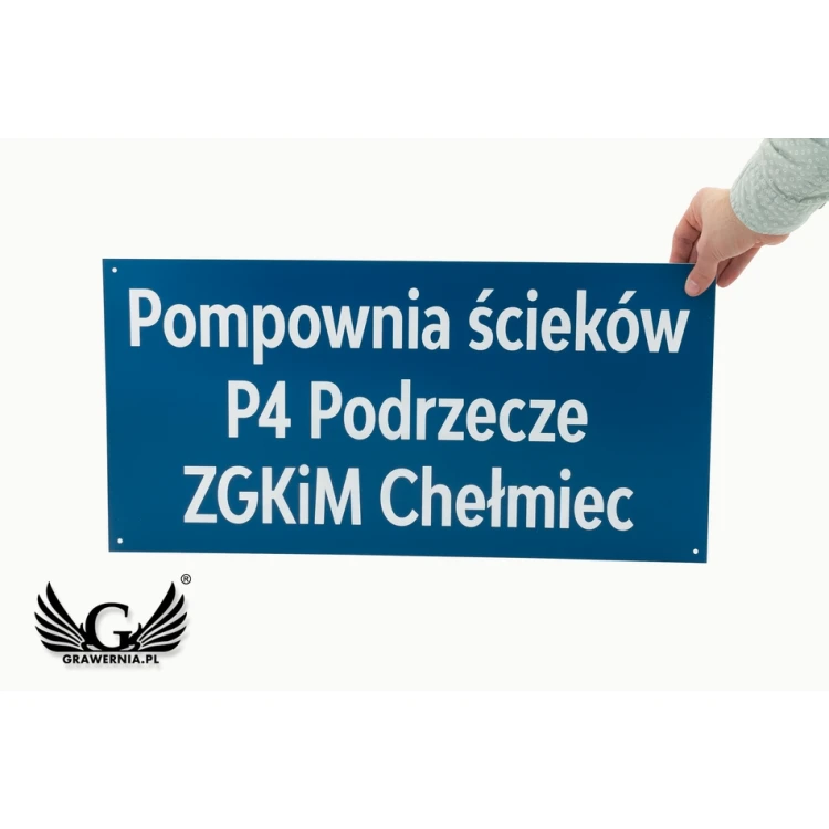 Graviertes Informationsschild - blauer Laminat - SZ129 - Abm. 600x300mm