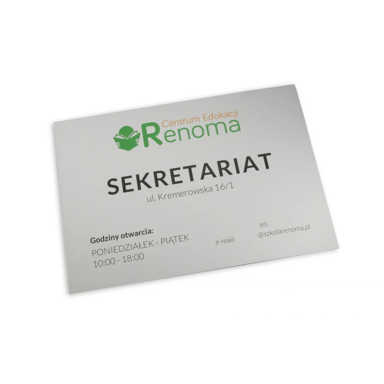 Informationsschild - Größe 420x297mm (A3) - eloxiertes Aluminium 2mm - UV-Druck - SZUV012