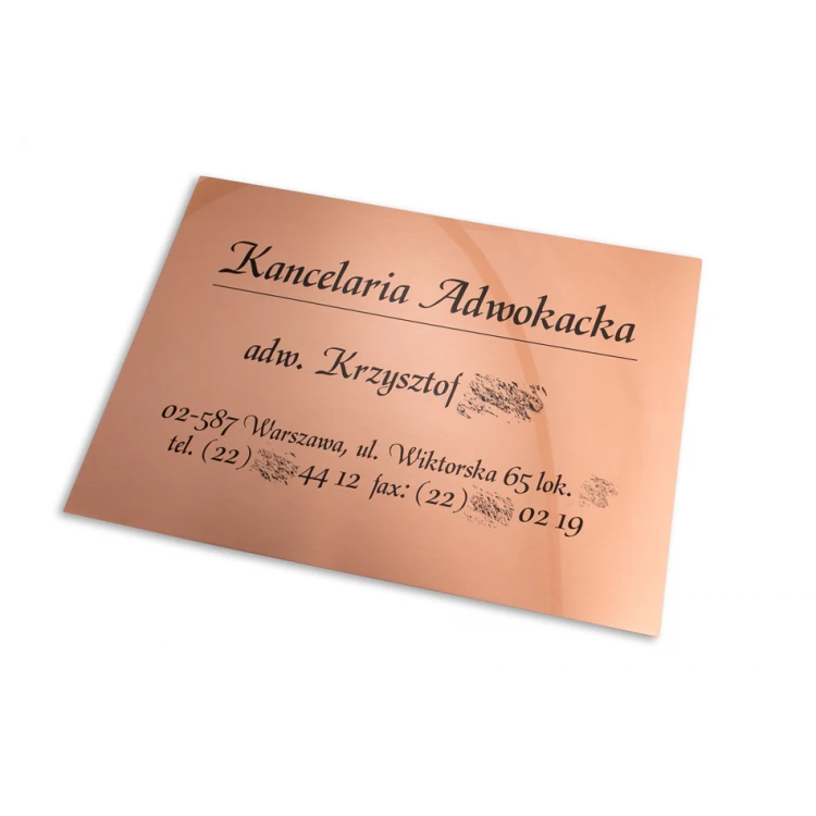 Schild Anwaltskanzlei - UV-Druck - Kupfer 0,5mm - SZ136 - Abmessungen 420x300mm