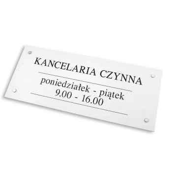 SCHILD KANZLEI - weißes Laminat - Öffnungszeiten - SZ086 - Abmessungen 500x210mm