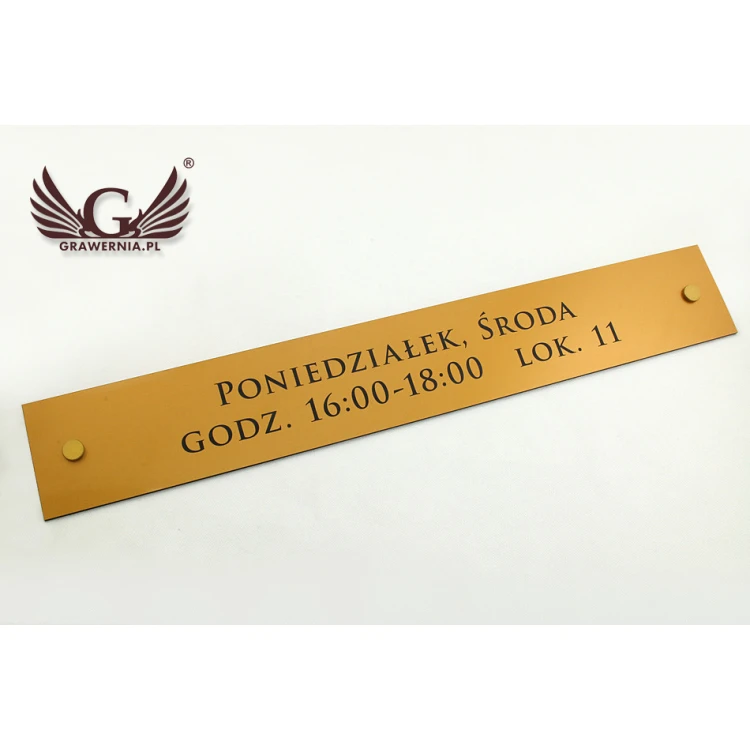 SCHILD KANZLEI - Öffnungszeiten - mattes goldfarbenes Gravierlaminat - SZ092 - Abmessungen 600x100mm