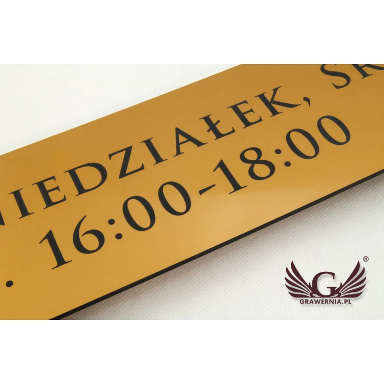 SCHILD KANZLEI - Öffnungszeiten - mattes goldfarbenes Gravierlaminat - SZ092 - Abmessungen 600x100mm