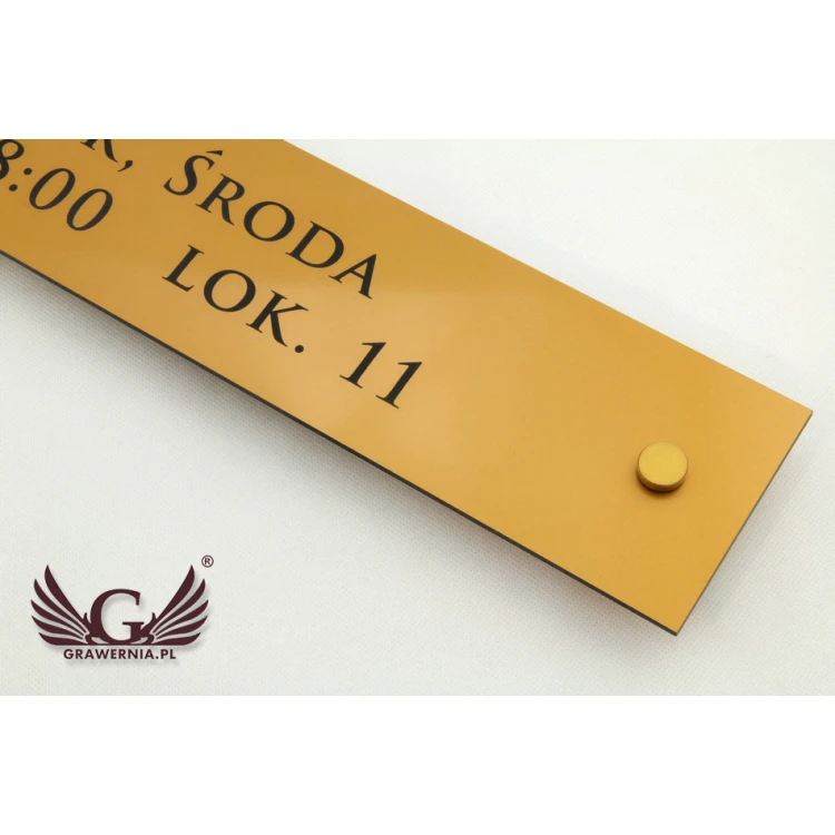 SCHILD KANZLEI - Öffnungszeiten - mattes goldfarbenes Gravierlaminat - SZ092 - Abmessungen 600x100mm