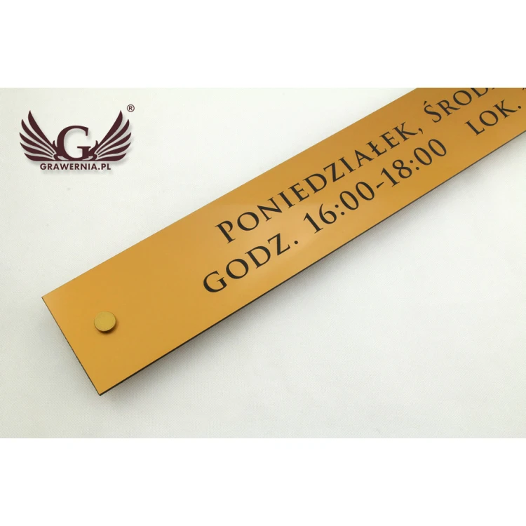 SCHILD KANZLEI - Öffnungszeiten - mattes goldfarbenes Gravierlaminat - SZ092 - Abmessungen 600x100mm