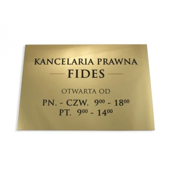 SCHILD ANWALTSKANZLEI - Öffnungszeiten - SZ030 - gold - Abmessungen 297x210mm (A4)