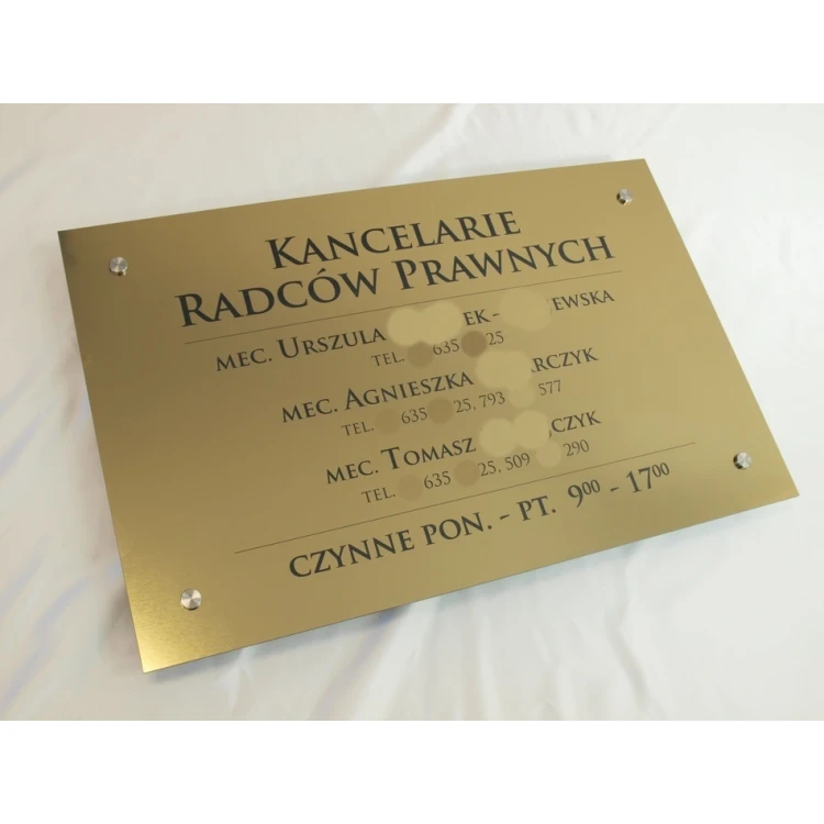 SCHILD ANWALTSKANZLEIEN - gold gebürsteter glänzender Laminat - SZ054 - Abm. 680x440mm
