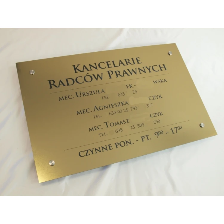 SCHILD ANWALTSKANZLEIEN - gold gebürsteter glänzender Laminat - SZ054 - Abm. 680x440mm