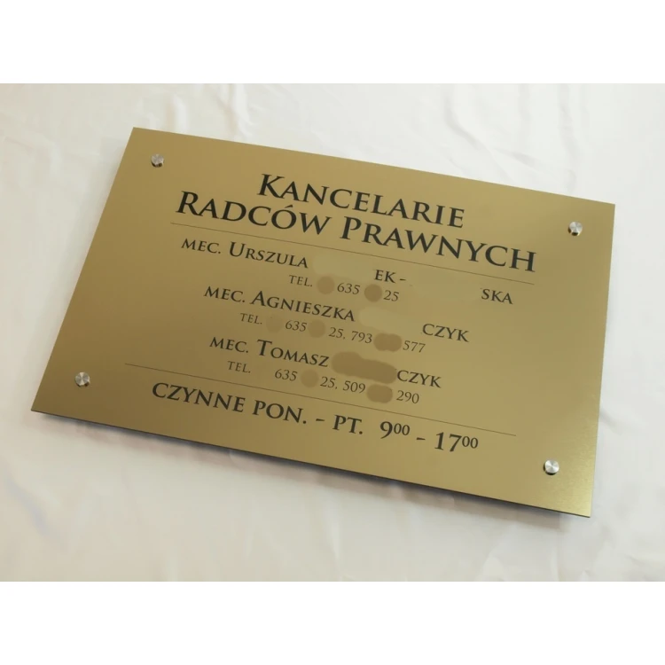 SCHILD ANWALTSKANZLEIEN - gold gebürsteter glänzender Laminat - SZ054 - Abm. 680x440mm