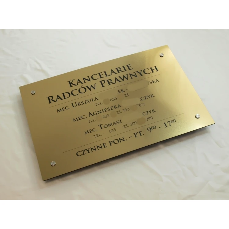 SCHILD ANWALTSKANZLEIEN - gold gebürsteter glänzender Laminat - SZ054 - Abm. 680x440mm