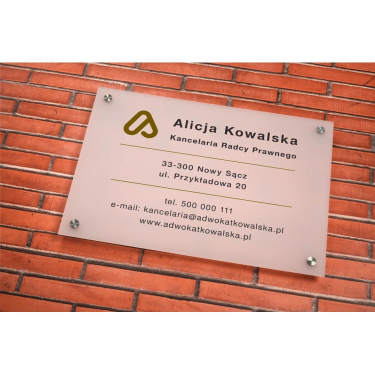 Schild Anwaltskanzlei aus Plexiglas 3mm - UV-Druck - weißes frostiges halbtransparentes Plexi - SZ154 - Maße 420x297mm (A3)