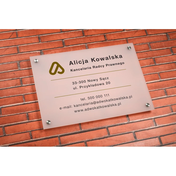 Schild Anwaltskanzlei aus Plexiglas 3mm - UV-Druck - weißes frostiges halbtransparentes Plexi - SZ154 - Maße 420x297mm (A3)