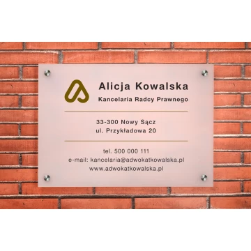 Schild Anwaltskanzlei aus Plexiglas 3mm - UV-Druck - weißes frostiges halbtransparentes Plexi - SZ154 - Maße 420x297mm (A3)