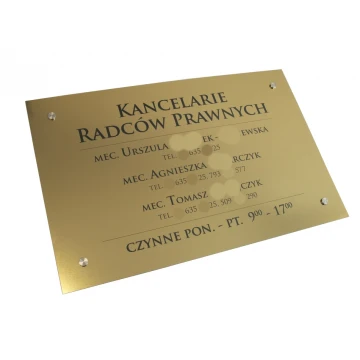 SCHILD ANWALTSKANZLEIEN - gold gebürsteter glänzender Laminat - SZ054 - Abm. 680x440mm
