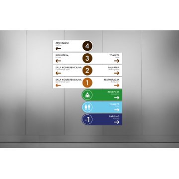 Richtungsschild mit beliebigem Text und Nummerierung - Größe 530x150mm oder 910x150mm - PVC - SZUV025