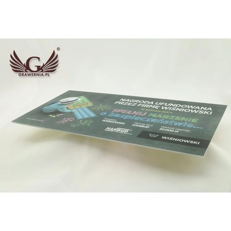 FARBIGES SCHILD - FROSTED PLEXI Stärke 3mm - Abmessungen 410x210mm - UV-DRUCK - SZUV008