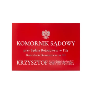 Gerichtsvollzieher Schild, lasergegraviert - rotes Laminat - SZ137 - Abmessungen 500x350mm