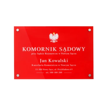 Gerichtsvollzieher Schild aus Plexiglas 5mm - farbloses, transparentes Plexiglas mit UV-Druck - SZ157 - Maße 600x400mm
