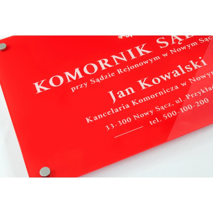 Gerichtsvollzieher Schild aus Plexiglas 5mm - farbloses, transparentes Plexiglas mit UV-Druck - SZ157 - Maße 600x400mm
