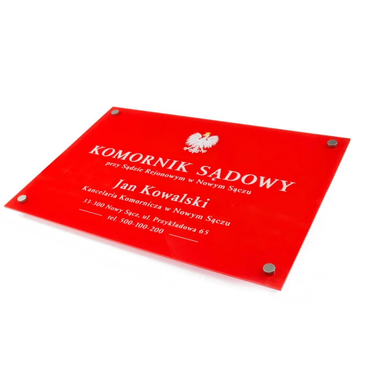 Gerichtsvollzieher Schild aus Plexiglas 5mm - farbloses, transparentes Plexiglas mit UV-Druck - SZ157 - Maße 600x400mm