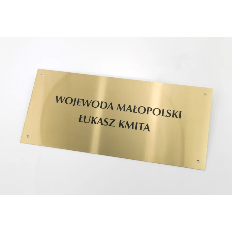 Schild - gebürstetes Messing, Stärke 1,6mm, digitaler UV-Druck - Abmessungen 340x150mm - TAB115