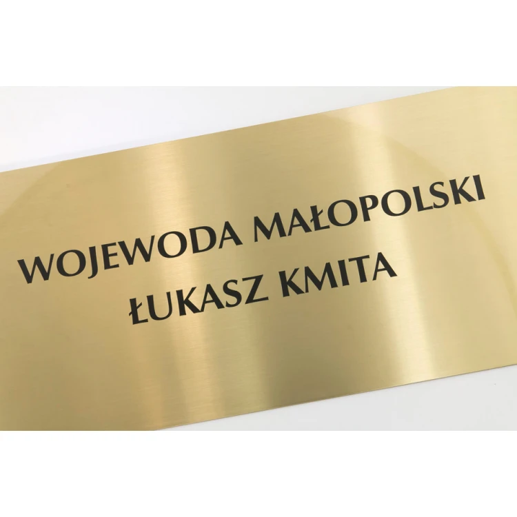 Schild - gebürstetes Messing, Stärke 1,6mm, digitaler UV-Druck - Abmessungen 340x150mm - TAB115