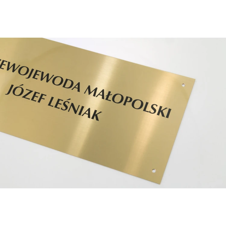 Schild - gebürstetes Messing, Stärke 1,6mm, digitaler UV-Druck - Abmessungen 340x150mm - TAB115