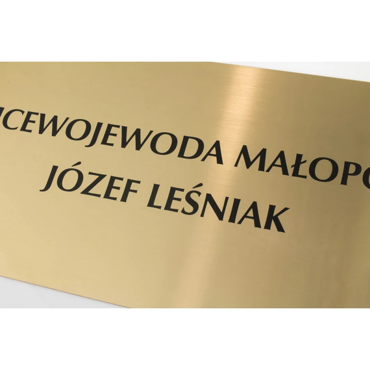Schild - gebürstetes Messing, Stärke 1,6mm, digitaler UV-Druck - Abmessungen 340x150mm - TAB115
