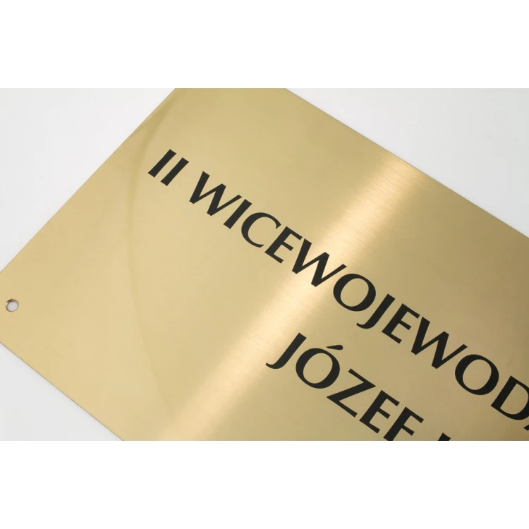 Schild - gebürstetes Messing, Stärke 1,6mm, digitaler UV-Druck - Abmessungen 340x150mm - TAB115