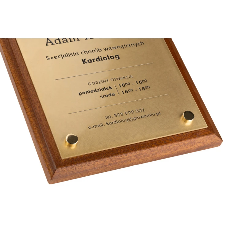 Graviertes PREMIUM Messingschild auf exotischem Holzuntergrund - CNC Gravur, geschwärzt, lackiert - Abm. 340x240mm - TAB343