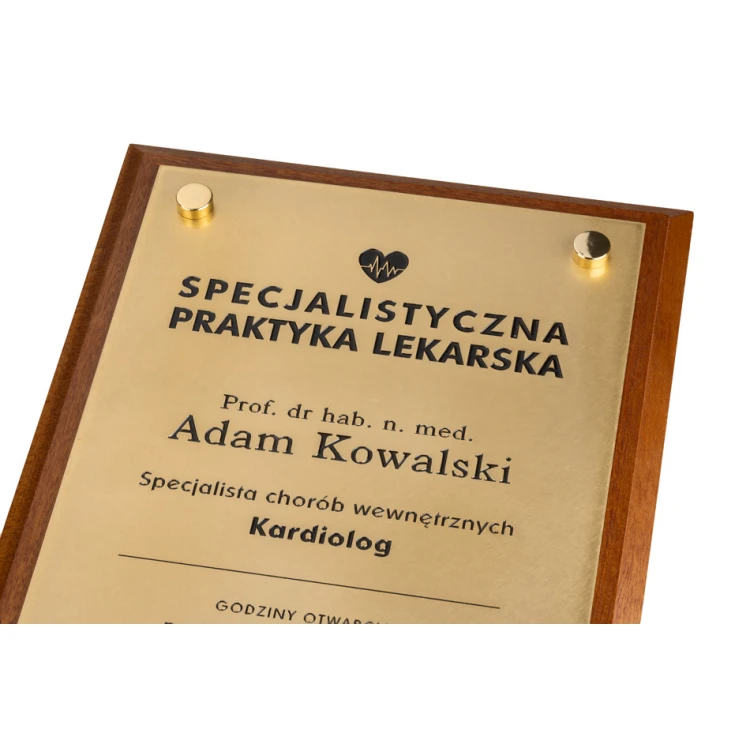 Graviertes PREMIUM Messingschild auf exotischem Holzuntergrund - CNC Gravur, geschwärzt, lackiert - Abm. 340x240mm - TAB343