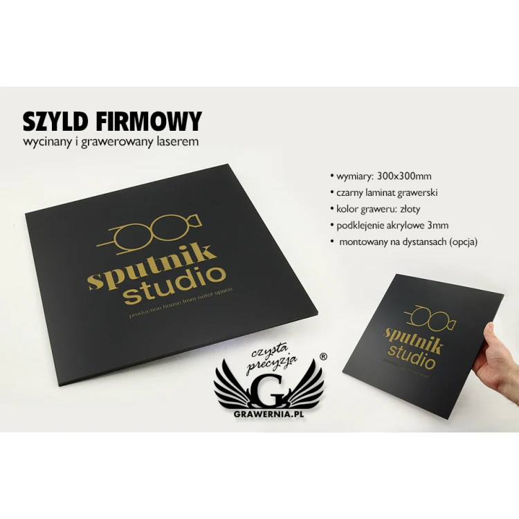 Tür- oder Wandtafel - schwarzes graviertes mattes Laminat Exterior - SZ097 - Abmessungen 300x300mm
