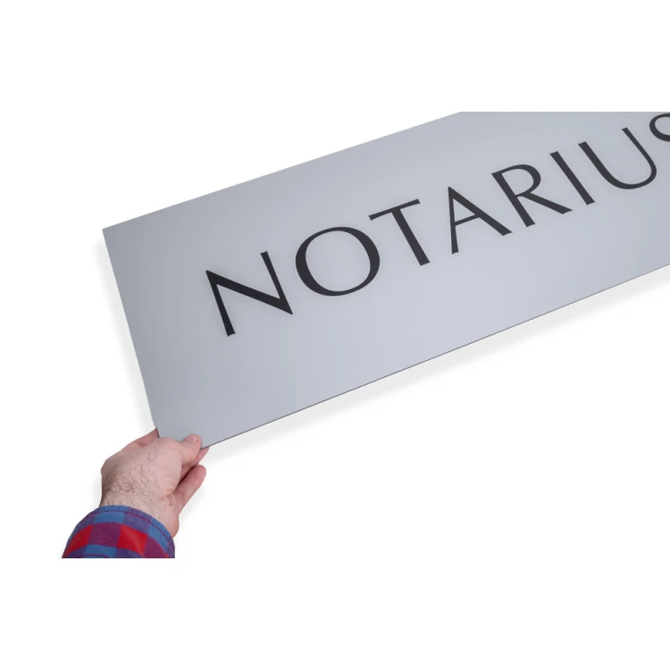 Notarschild - DIBOND MATT Silber 3mm - UV-Druck - Abm. 900x300mm - SZUV030