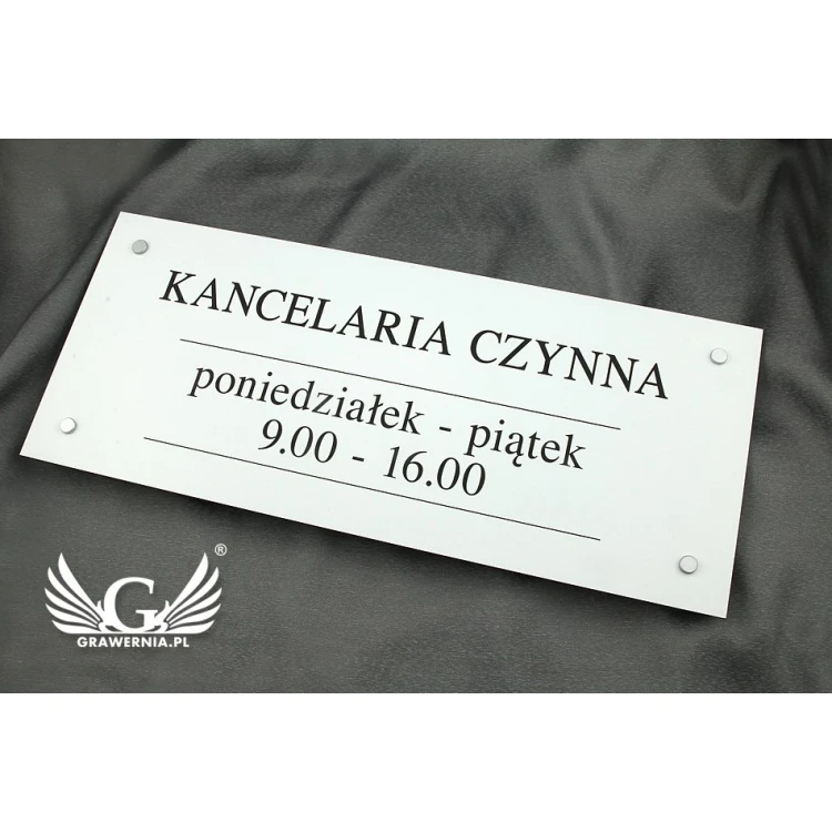 SCHILD KANZLEI - weißes Laminat - Öffnungszeiten - SZ086 - Abmessungen 500x210mm