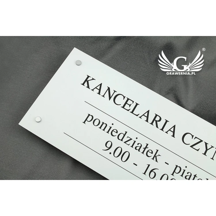 SCHILD KANZLEI - weißes Laminat - Öffnungszeiten - SZ086 - Abmessungen 500x210mm