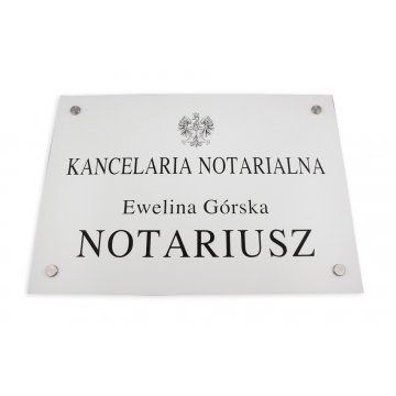 NOTARSCHILD - Hauptweißschild - SZ037 - Abm. 500x350mm
