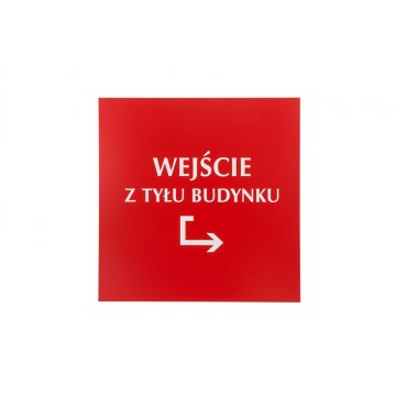 Schild 'Eingang hinten am Gebäude' - Stärke 3mm - Maße 445x450mm - SZ130 - AUSVERKAUF