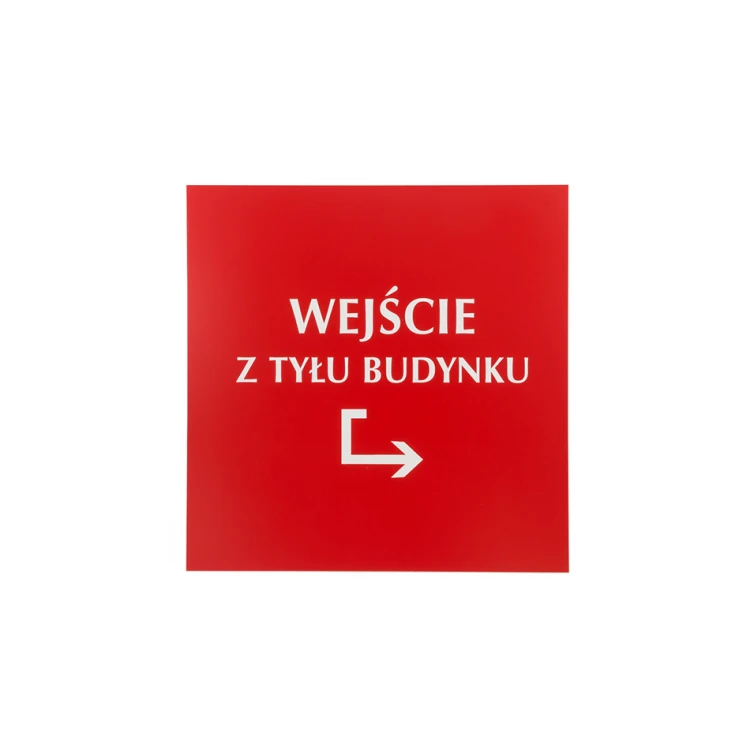 Schild 'Eingang hinten am Gebäude' - Stärke 3mm - Maße 445x450mm - SZ130 - AUSVERKAUF