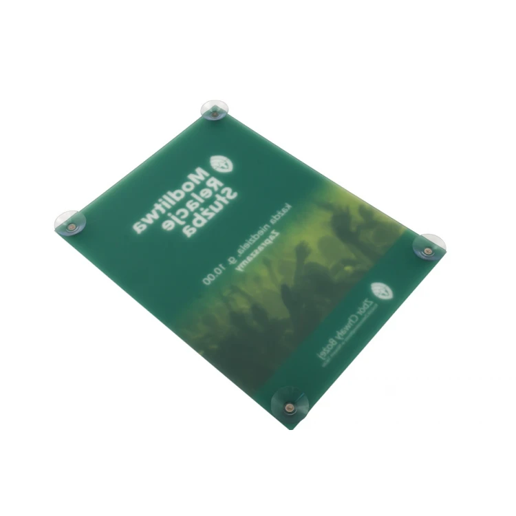 Schild für Fenster aus mattiertem Plexiglas, 3mm dick, mit Saugnäpfen montiert - UV-Druck - frostweißes halbtransparentes Plexi - Maße 400x300mm - UV-Druck - SZ147