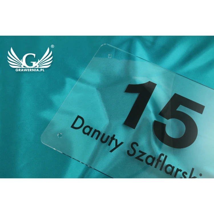 Hausnummernschild - farbloses Plexiglas 5mm - UV-Druck - SZ096 - Abmessungen 400x300mm